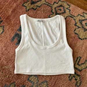 Zara white size M scoop neck crop top